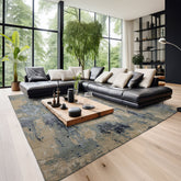 9x12 Gray, Beige, Aqua Color Hand Knotted Sherpa Wool and Silk Modern Oriental Rug