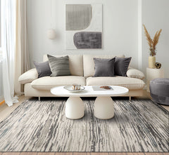 9x12 Ivory, Gray, Graphite Color Hand Knotted Sherpa Wool and Silk Modern Oriental Rug