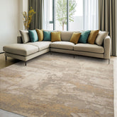 9x12 Beige, Tan, Gray Color Hand Knotted Sherpa Wool and Silk Modern Oriental Rug