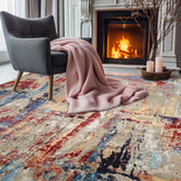 9x12 Beige, Rust, Gold Color Hand Knotted Sherpa Wool and Silk Modern Oriental Rug