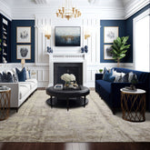 8x10 Lavender, Mint, Gray Color Hand Loomed Sherpa Wool and Silk Modern Oriental Rug