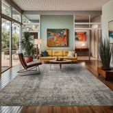 8x10 Tone on Tone Gray, , Color Hand Loomed Sherpa Wool and Silk Modern Oriental Rug