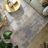 8x10 Beige, Tan, Blue Color Hand Loomed Sherpa Wool and Silk Modern Oriental Rug