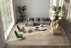 10x14 Beige, Gray, Tan Color Hand Knotted Sherpa Wool and Silk Modern Oriental Rug