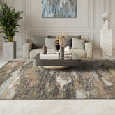 9x12 Beige, Tan, Gray Color Hand Knotted Sherpa Wool and Silk Modern Oriental Rug