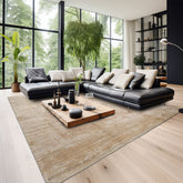 8x10 Beige, Peach, Gray Color Hand Loomed Sherpa Wool and Silk Modern Oriental Rug