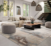 9x12 Beige, Ivory, Gray Color Hand Knotted Sherpa Wool and Silk Modern Oriental Rug