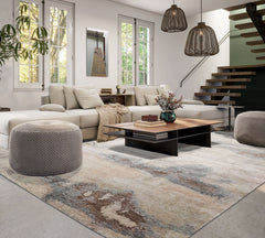 9x12 Beige, Ivory, Gray Color Hand Knotted Sherpa Wool and Silk Modern Oriental Rug