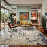 8x10 Beige, Gray, Ivory Color Hand Knotted Sherpa Wool and Silk Contemporary Oriental Rug