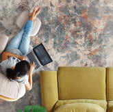 8x10 Beige, Slate, Tan Color Hand Knotted Sherpa Wool and Silk Modern Oriental Rug