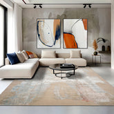 9x12 Ivory, Sea Foam, Taupe Color Hand Knotted Sherpa Wool and Silk Contemporary Oriental Rug