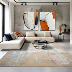 9x12 Ivory, Sea Foam, Taupe Color Hand Knotted Sherpa Wool and Silk Contemporary Oriental Rug