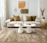 9x12 Beige, Green, Aqua Color Hand Knotted Sherpa Wool and Silk Contemporary Oriental Rug