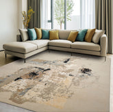 9x12 Ivory, Gray, Tan Color Hand Knotted Sherpa Wool and Silk Modern Oriental Rug
