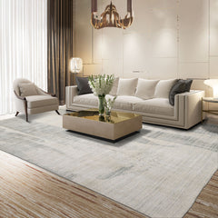 8x10 Ivory, Gray, Beige Color Hand Loomed Sherpa Wool and Silk Modern Oriental Rug