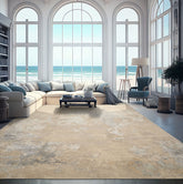 10x14 Beige, Gray, Ivory Color Hand Knotted Sherpa Wool and Silk Modern Oriental Rug