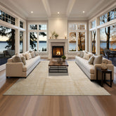 8x10 Beige, Gray, Muted Earth Tones Color Hand Loomed Sherpa Wool and Silk Modern Oriental Rug