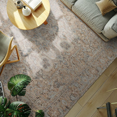 9x12 Beige, Tan, Brown Color Hand Knotted Embossed Look Wool and Silk Transitional Oriental Rug