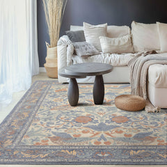 Multi Size Ivory Blue Aqua Color Hand Hooked William Morris Wool Traditional Oriental Rug