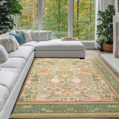 Multi Size Beige Gray Sage Color Hand Hooked William Morris Wool Traditional Oriental Rug