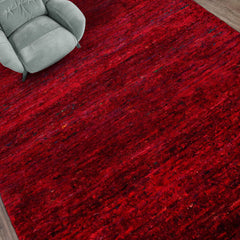 4x6 Red, Purple, Turquoise Color Hand Knotted Gabbeh Silk Contemporary Oriental Rug