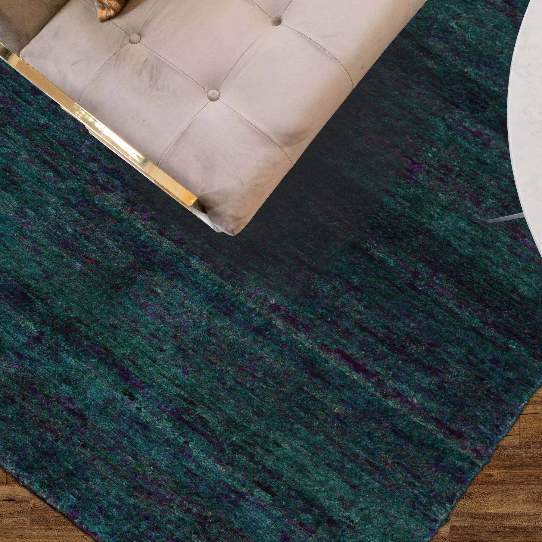 4x6 Turquoise, Purple, Gold Color Hand Knotted Gabbeh Silk Contemporary Oriental Rug