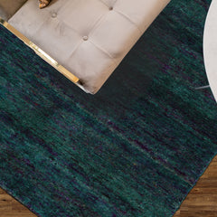 4x6 Turquoise, Purple, Gold Color Hand Knotted Gabbeh Silk Contemporary Oriental Rug