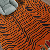 3x5 Orange, Charcoal, Multi Color Hand Knotted Animal Print Wool Art Deco Oriental Rug