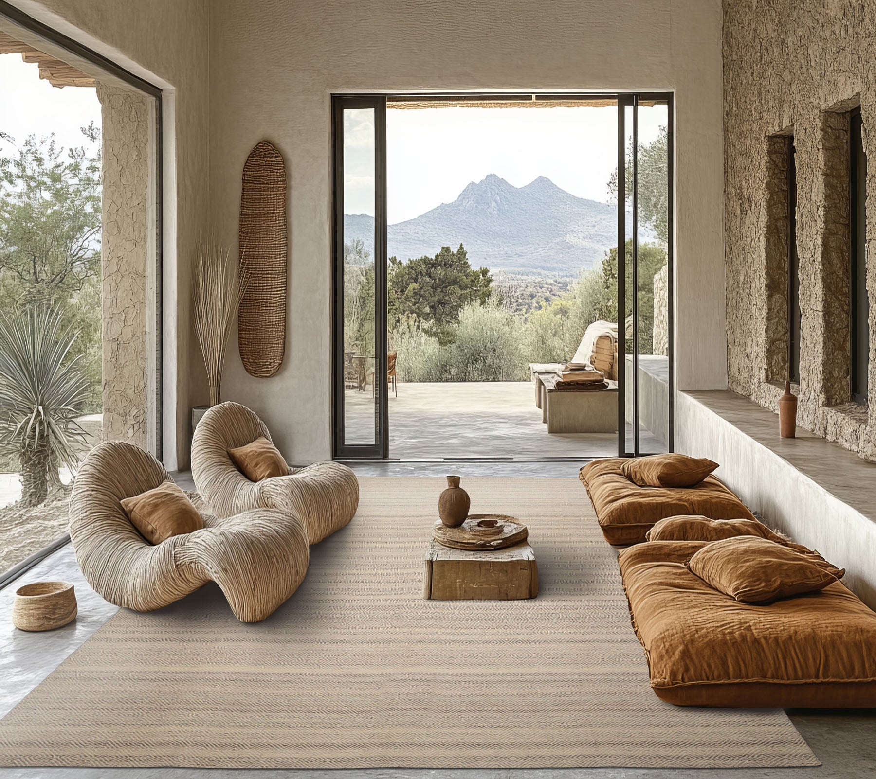 9x12 Ivory, Beige, Brown Color Hand Woven Flatweave Wool Geometric Oriental Rug