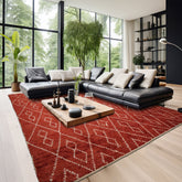 9x12 Burnt Orange, White, Color Hand Knotted Moroccan Wool Tribal Oriental Rug