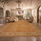 10x14 Gold, Rust, Beige Color Hand Knotted All-Over Wool Traditional Oriental Rug