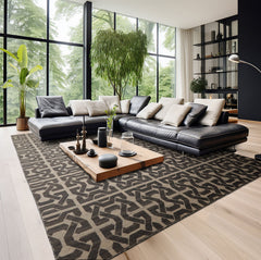 9x12 Beige, Gray, Color Hand Woven Flatweave Wool Contemporary Oriental Rug