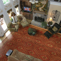 10x14 Rust, Gold, Moss Color Hand Knotted Geometric Wool Traditional Oriental Rug