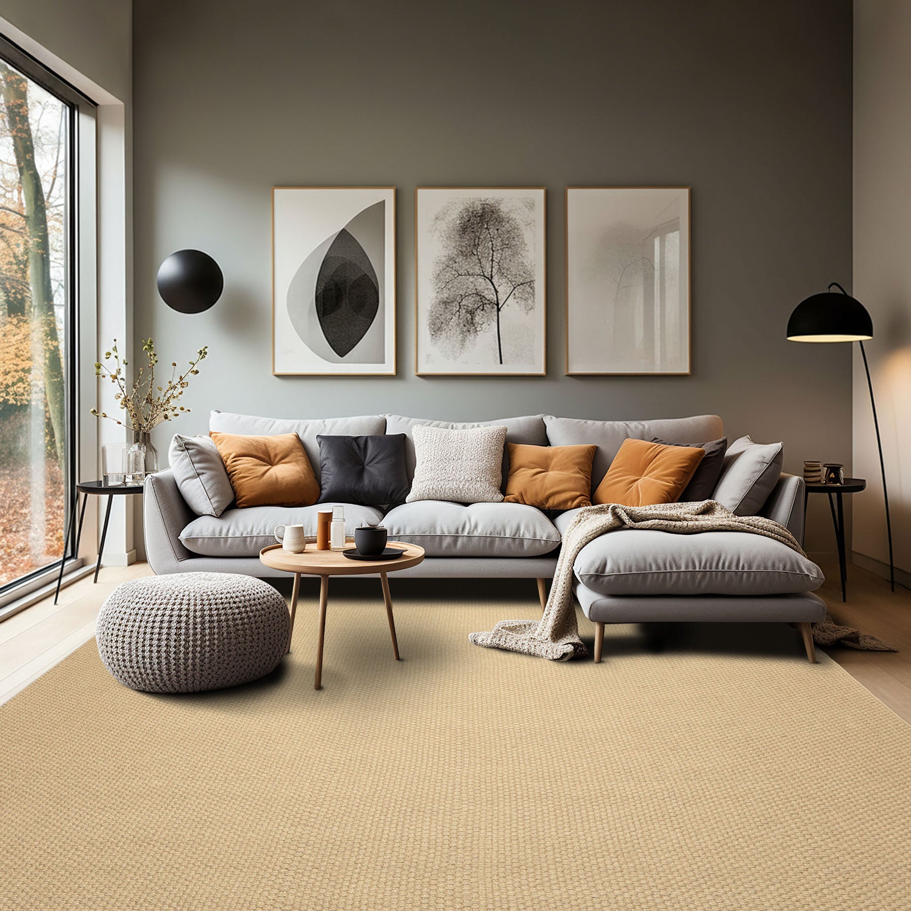 Multi Size Sisal Color Hand Loomed Wool Contemporary Oriental Rug