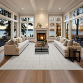 Multi Size Ivory Gray Color Hand Loomed Flatweave Wool Modern Oriental Rug