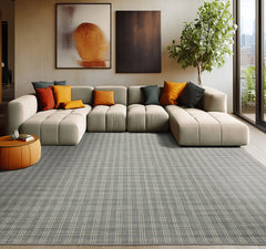 Multi Size Slate Ivory Color Hand Woven Flatweave Wool Modern Oriental Rug