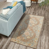 3x5 Ivory, Blush, Blue Color Hand Knotted Turkish Wool Arts & Crafts/Mission Oriental Rug