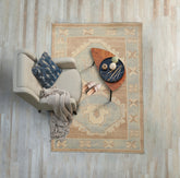 3x5 Camel, Ivory, Aqua Color Hand Knotted Turkish Wool Arts & Crafts/Mission Oriental Rug