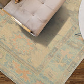 3x5 Beige, Aqua, Peach Color Hand Knotted Turkish Wool Arts & Crafts/Mission Oriental Rug