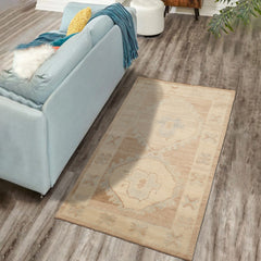 3x5 Beige, Brown, Slate Color Hand Knotted Turkish Wool Arts & Crafts/Mission Oriental Rug