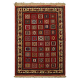 4x6 Rust, Ivory, Blue Color Hand Knotted Shiraz Wool Traditional Oriental Rug