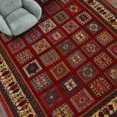LoomBloom Hand 4'4''x6'3" Knotted Shiraz Traditional Panel Wool Oriental Area Rug Rust Wool Oriental Area Rug