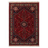 3x5 Red, Navy, Ivory Color Hand Knotted Abadeh Wool & Silk Traditional Oriental Rug