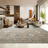 Multi Size Blue Ivory Taupe Color Machine Made Persian Polypropylene Traditional Oriental Rug