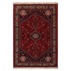 3x5 Red, Navy, Ivory Color Hand Knotted Abadeh Wool & Silk Traditional Oriental Rug