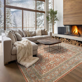 Multi Size Rust Ivory Aqua Color Machine Made Persian Polypropylene Traditional Oriental Rug