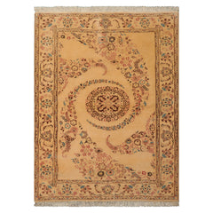 3x5 Beige, Brown, Rose Color Hand Knotted Nain Wool Traditional Oriental Rug