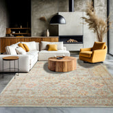 Multi Size Aqua Rust Ivory Color Machine Made Persian Polypropylene Traditional Oriental Rug