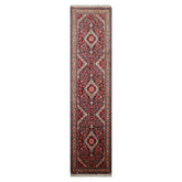 Runner Navy, Ivory, Red Color Hand Knotted Jozan Sarouk Wool Traditional Oriental Rug