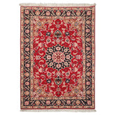 3x5 Red, Black, Tan Color Hand Knotted Tabriz Wool & Silk Traditional Oriental Rug